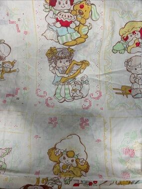 Vintage Strawberry Shortcake twin bed flat sheet